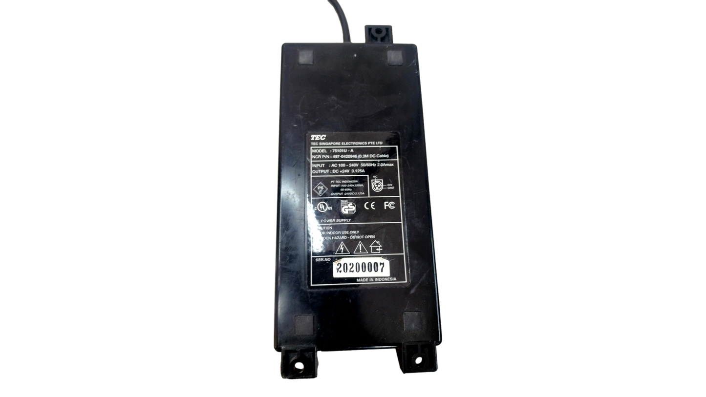 TEC 7510U-A 3 Pin 24v 3.125a Receipt Printer Power Supply