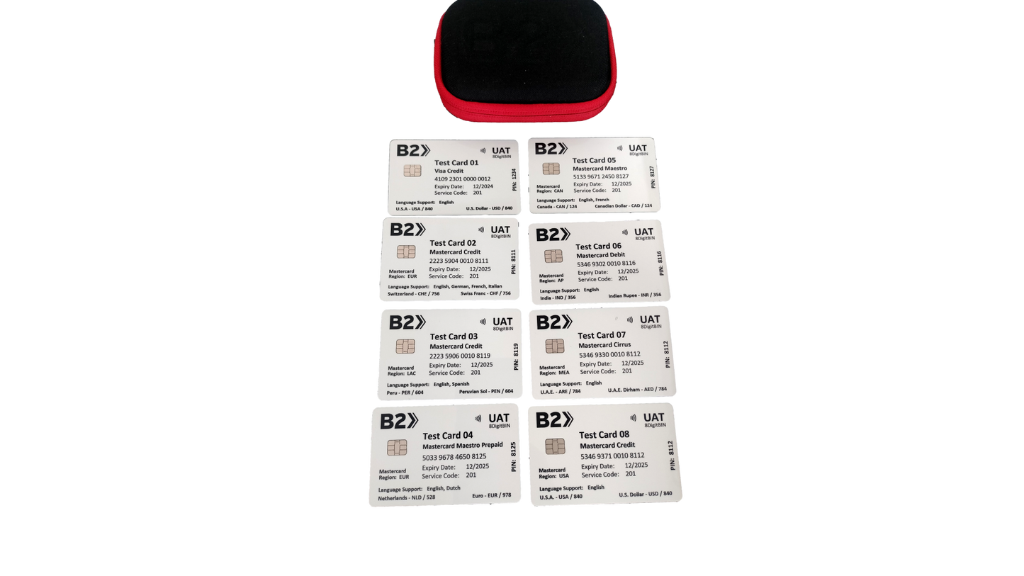 B2 UAT 8-Digit BIN EMV Test Card Set 8 Cards