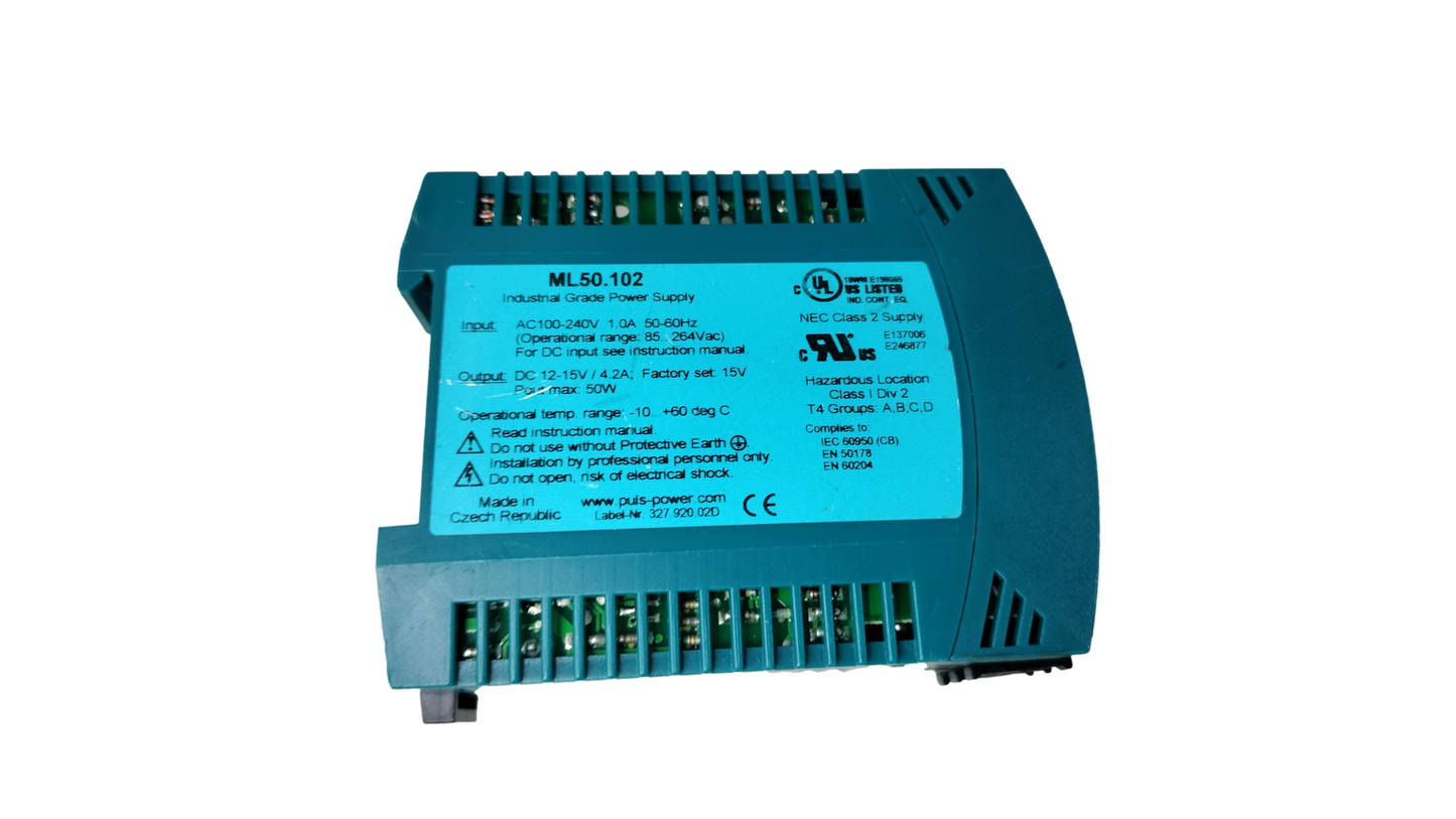 PULS ML50.102 POWER SUPPLY 100-240VAC 1.0A 50/60HZ 12-15VDC