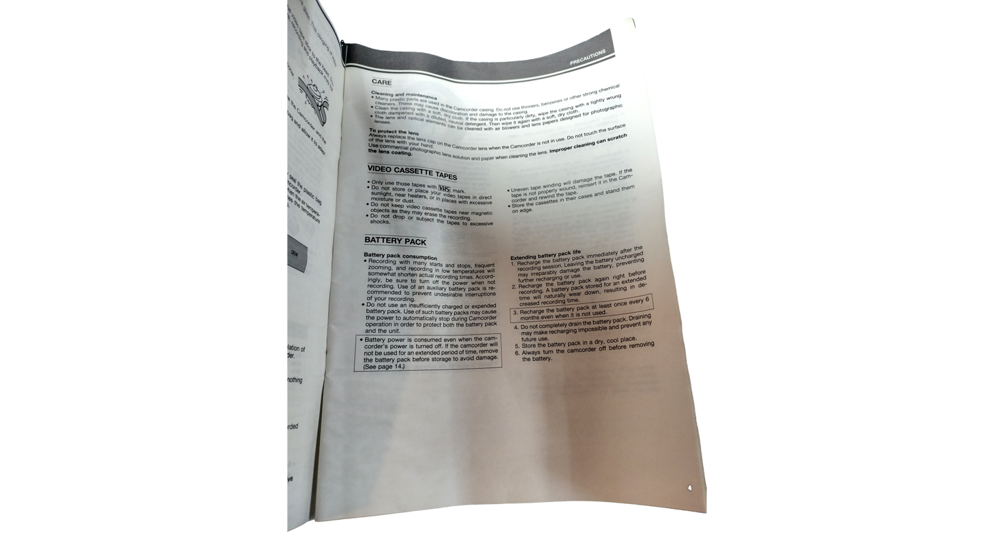 Sharp SlimCam VL-L63U Video Camcorder Operations Manual