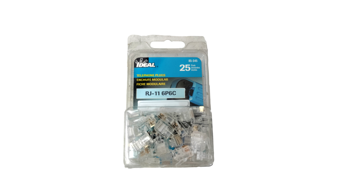 IDEAL 6P6C 25PK RJ-11  Telephone Plugs 85-345