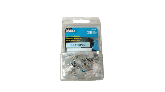 IDEAL 6P6C 25PK RJ-11  Telephone Plugs 85-345