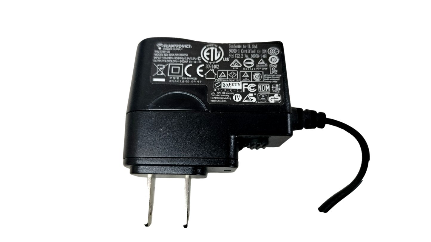 Plantronics SSA-5W AC Adapter 9V 500mA 0.2A Power Supply 77391-02