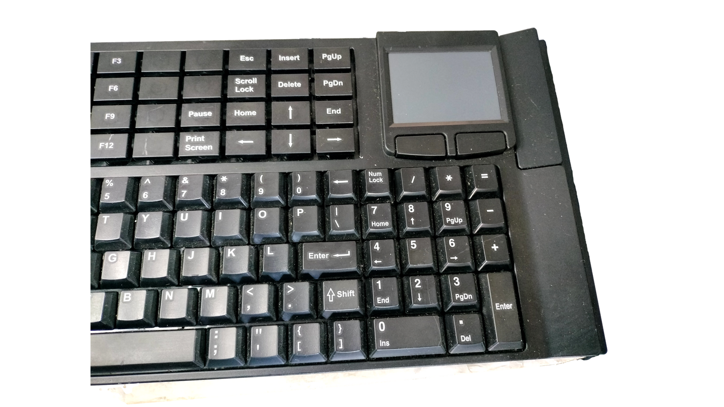 NCR Big Ticket 5932-6574-9090 POS Retail Keyboard Black Wired QWERTY w/ Touchpad