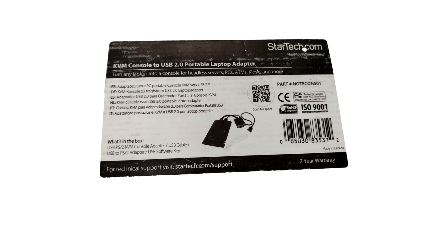 StarTech Notecon501 KVM Console to USB 2.0 Portable Laptop Crash Cart Adapter