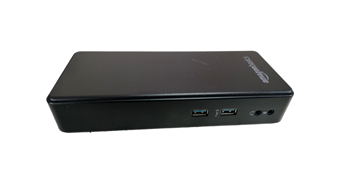 Amazon Basics USB 3.0 Universal Laptop Dual Monitor Docking Station Black B073787GMY