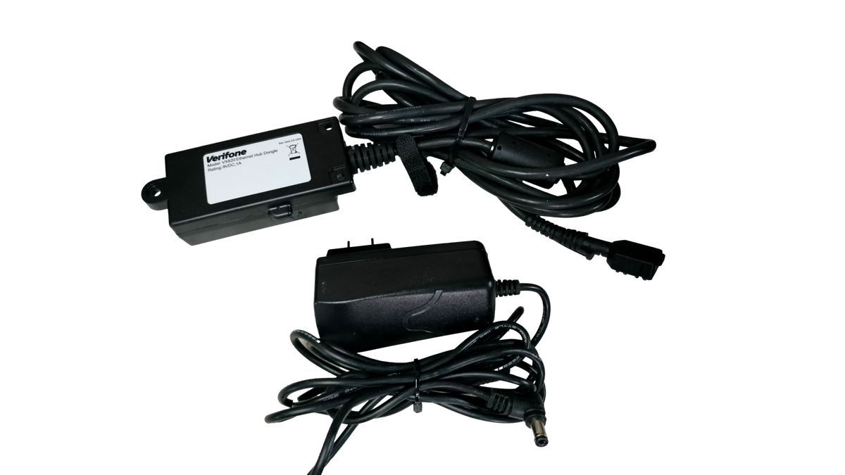 Verifone VX820 Ethernet Hub Dongle Module 9VDC 1A Power Supply Cable