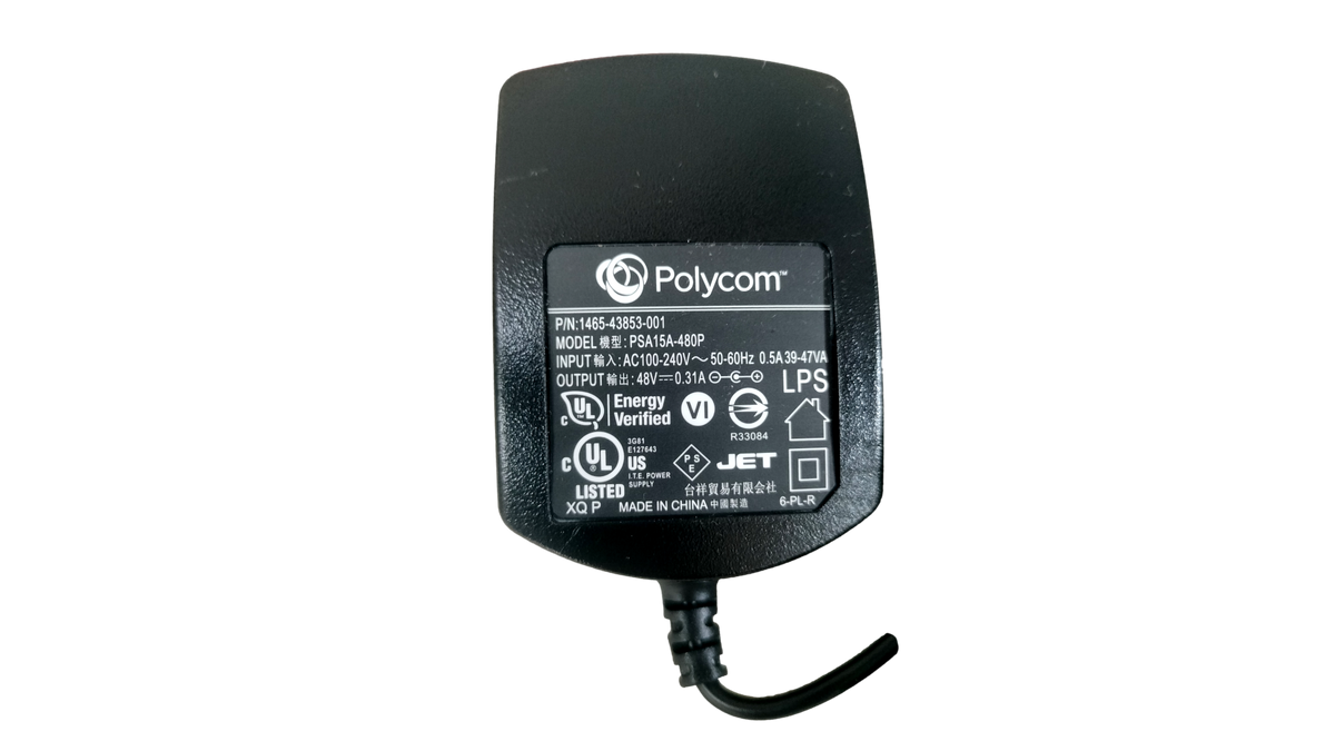 Polycom 48V 0.31A AC Power Supply 1465-43853-001 PSA15A-480P VoIP Phone