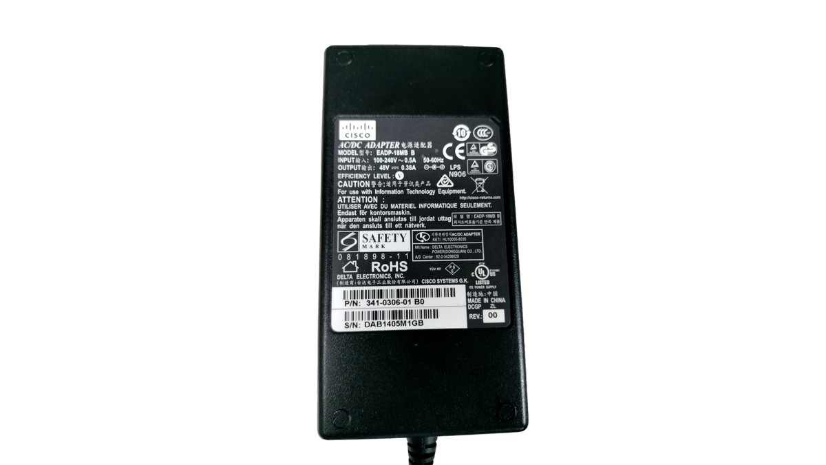 Cisco Systems 48V 0.38A AC Power Supply Adapter Brick EADP-18MB B 341-0306-01
