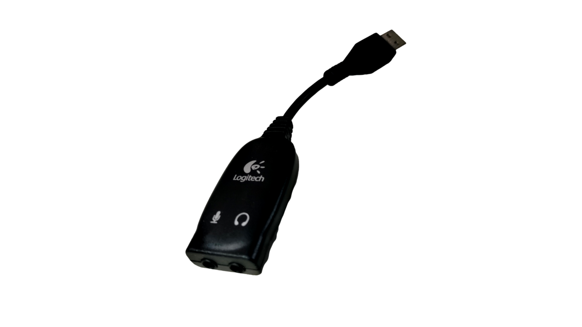 Logitech A-5572A USB to 3.5mm Headphone Mic Audio Jack Adapter External Sound Card