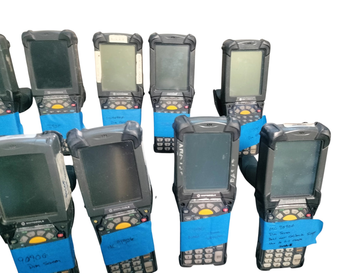 Lot of 12 Motorola Symbol MC9190 MC9090 Scanners w/ Batteries + 3 CRD9000 AS-IS