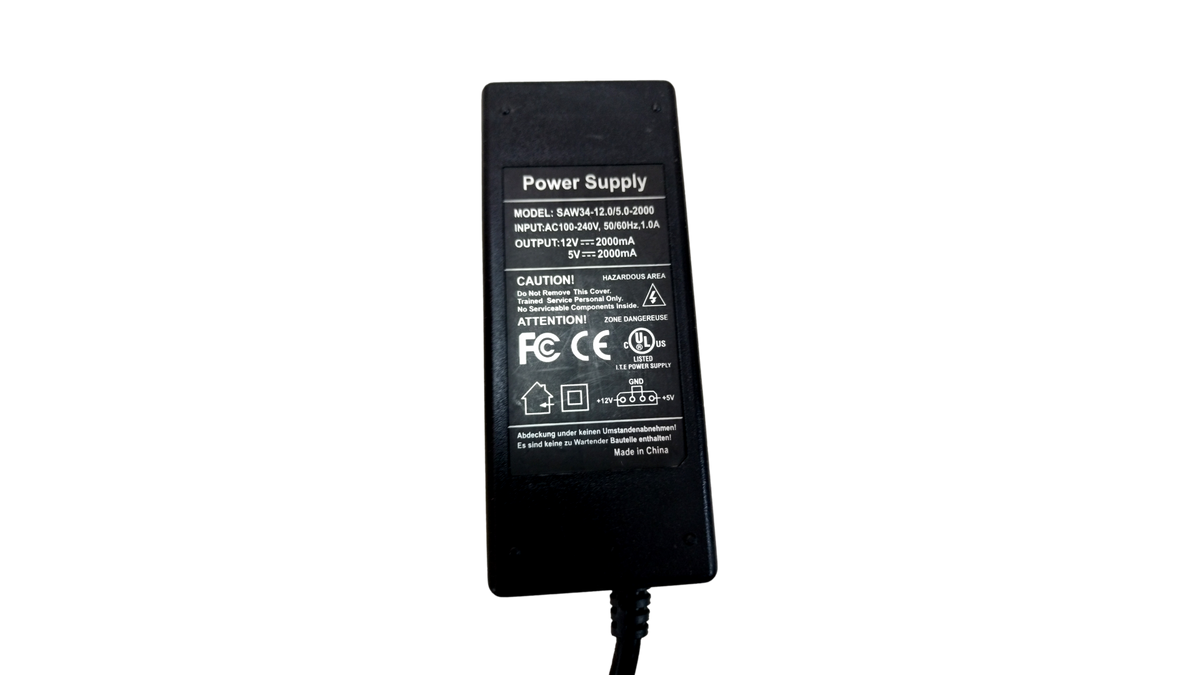 Dual Voltage 12V / 5V 2000mA 4-Pin AC Power Adapter Power Supply SAW34-12.0/5.0-2000