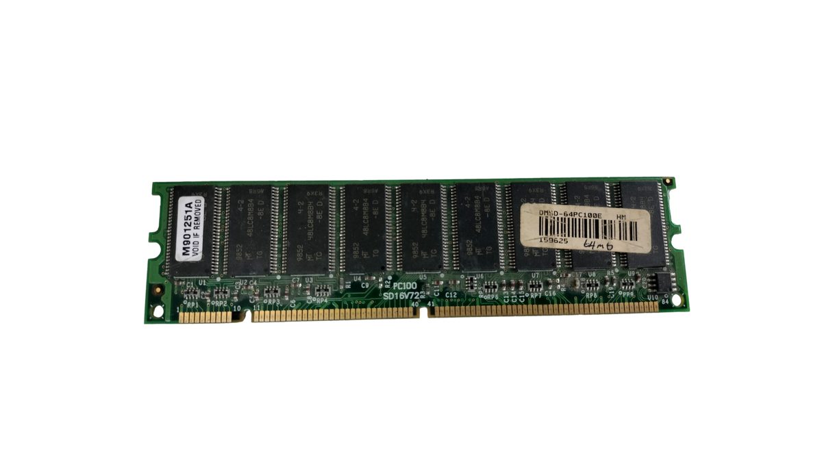 SD16V72 PC100 64MB 168-Pin SDRAM ECC Unbuffered DIMM Memory RAM Module (DMSD-64PC100E / M901251A)