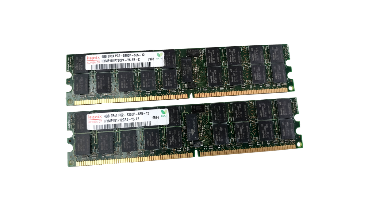 2x Hynix 4GB 2Rx4 PC2-5300P DDR2-667 ECC Registered Server RAM HYMP151P72CP4-Y5