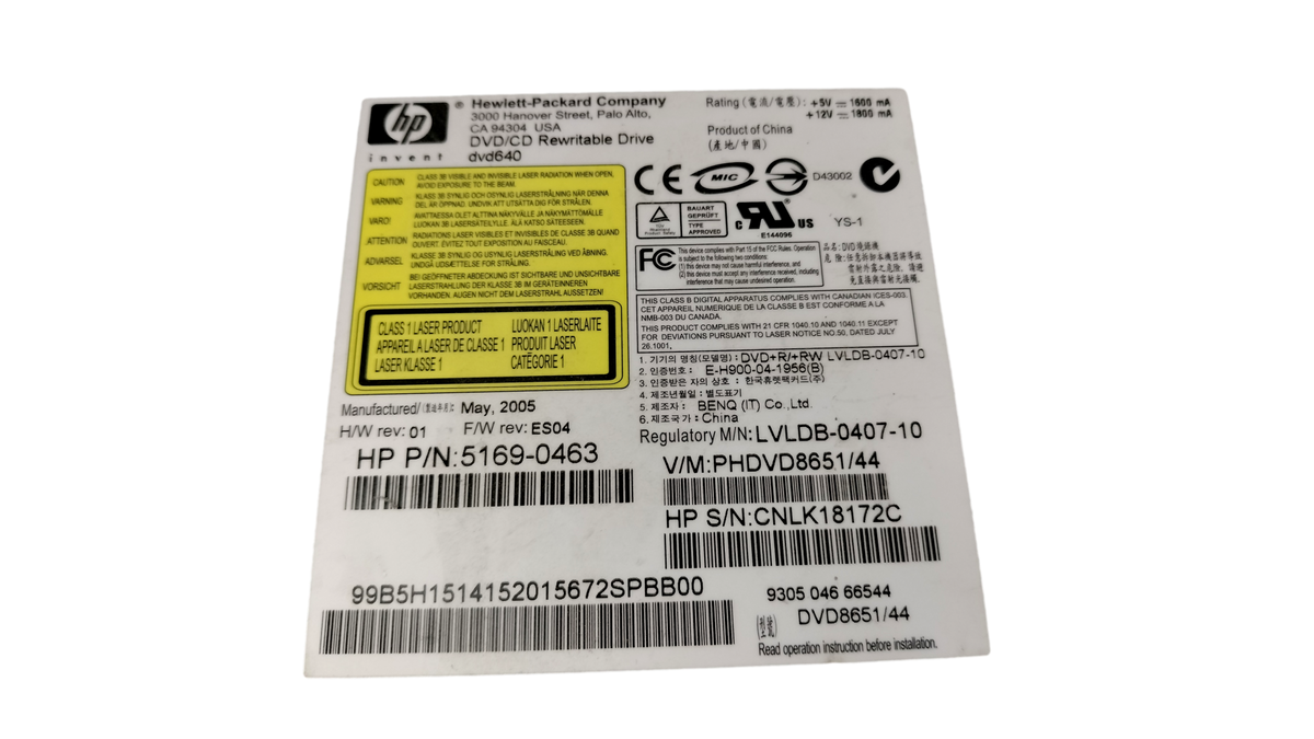 HP dvd640 LightScribe 40-Pin IDE DVD±RW Burner Drive 5169-0463