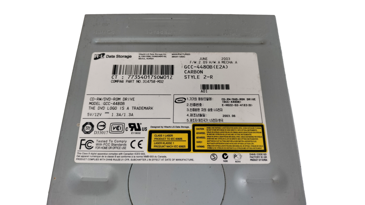 HL Data Storage GCC-4480B 40-Pin IDE CD-RW DVD-ROM Drive 314758-M32