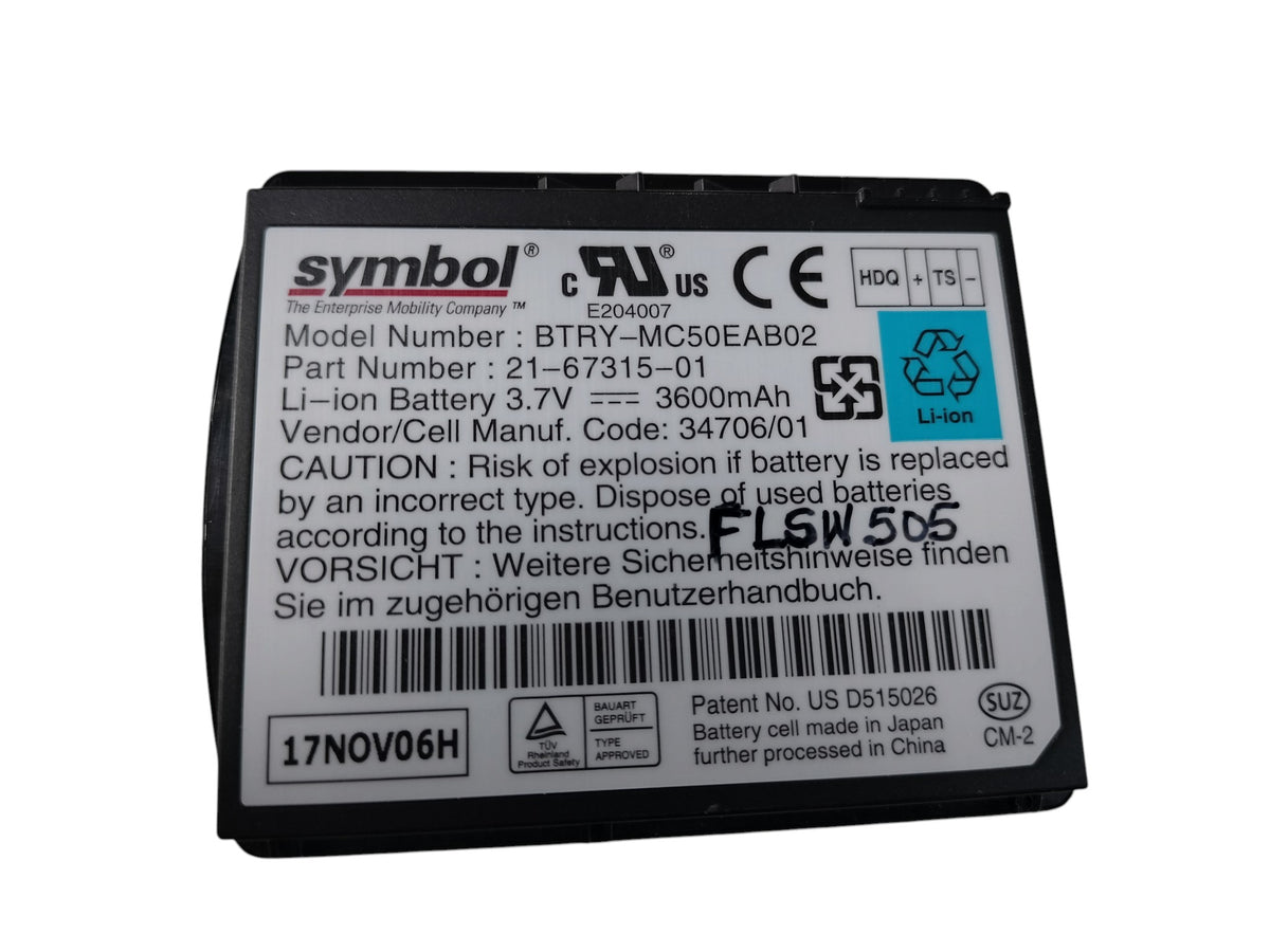 Symbol Motorola BTRY-MC50EAB02 Battery MC50 MC5040 21-67315-01 3600mAh