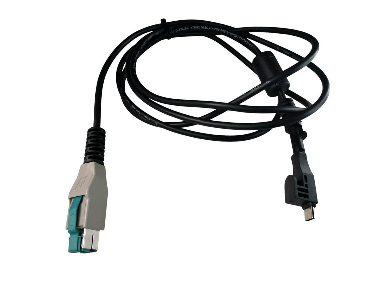 12V PoweredUSB to Right-Angle USB-C POS Cable CBL445-003-01-A REV A04