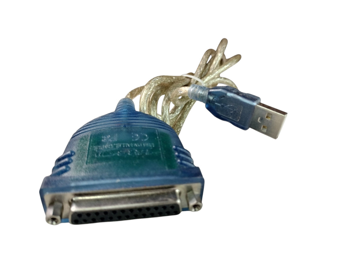 USB to DB25 Female Parallel Printer Adapter Cable Translucent Blue