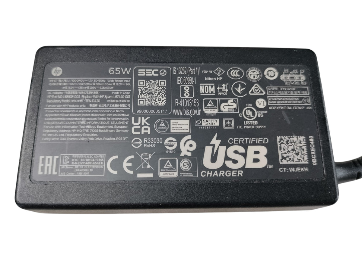 HP 65W USB-C AC Power Adapter Supply Charger TPN-DA20 L65505-003 L67440-001