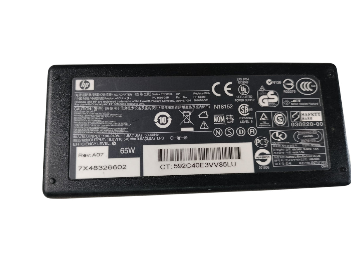 HP 380467-001 PA-1650-02H PPP009L 402018-001 65W 18.5V 3.5A Laptop AC Power Adapter