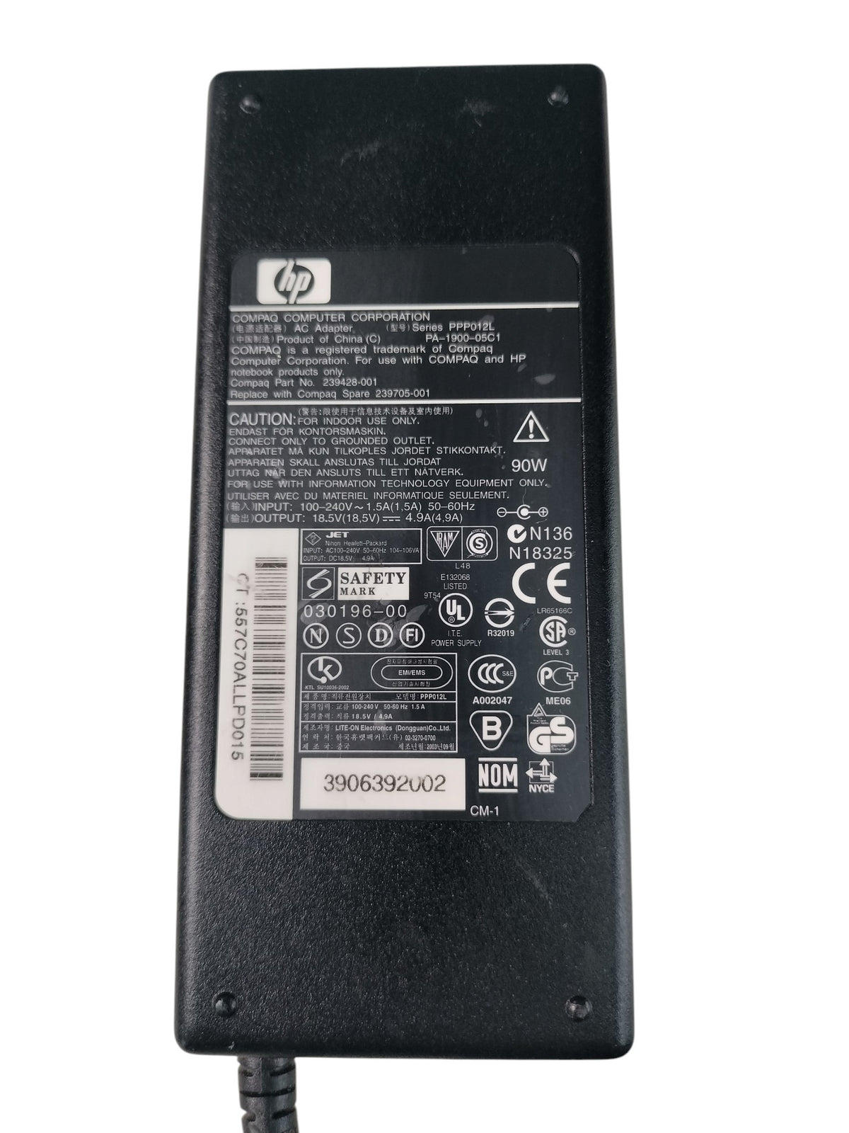 Compaq HP 239428-001 239705-001 PA-1900-05C1 PPP012L 90W 18.5V AC Power Adapter