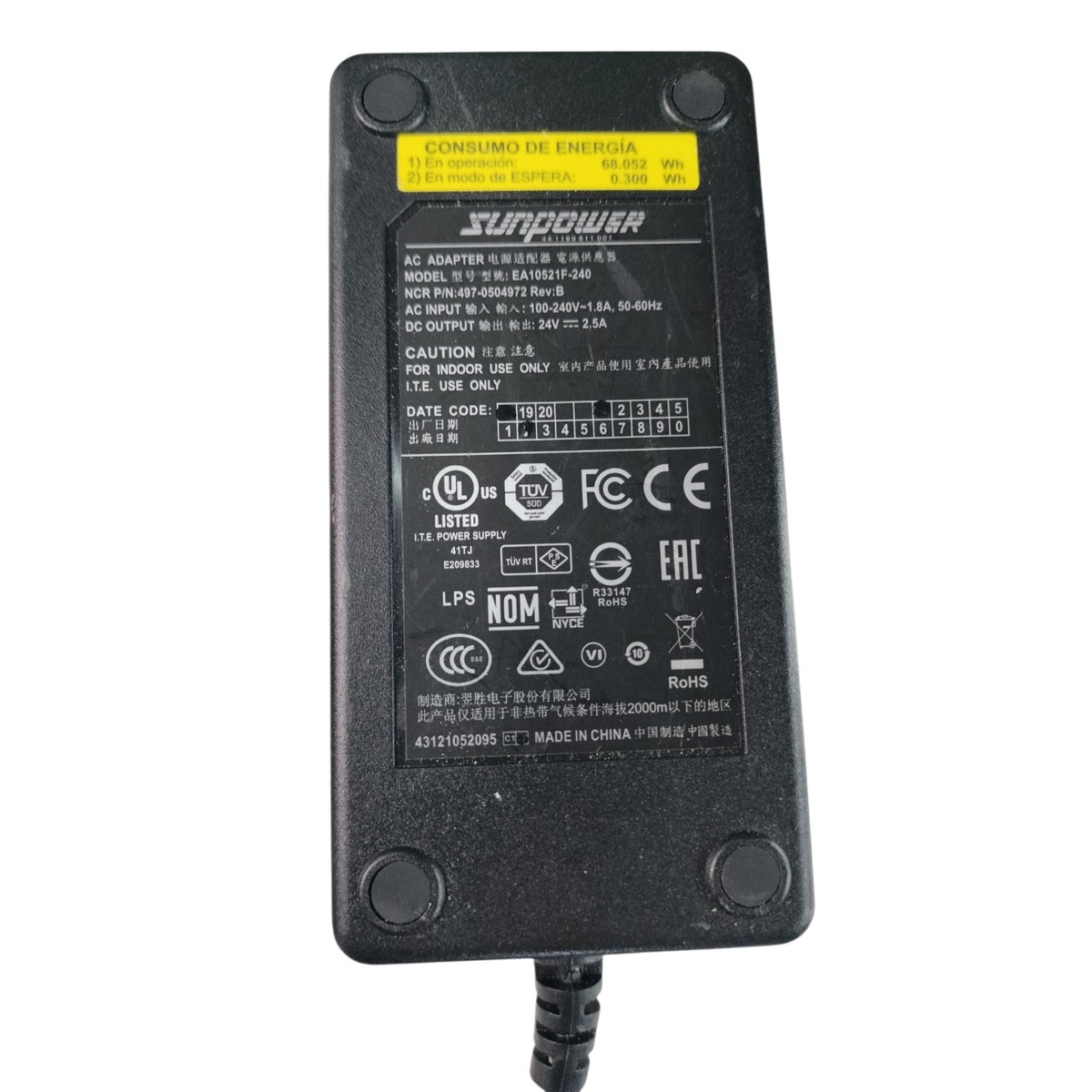 NCR EA10521F-240 497-0504972 24V 2.5A Receipt Printer Power Supply