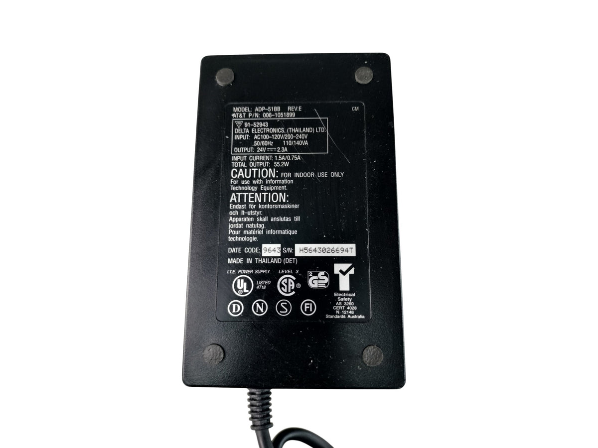 Delta ADP-51BB 006-1051899 24V 2.3A 6-Pin Scanner Power Supply