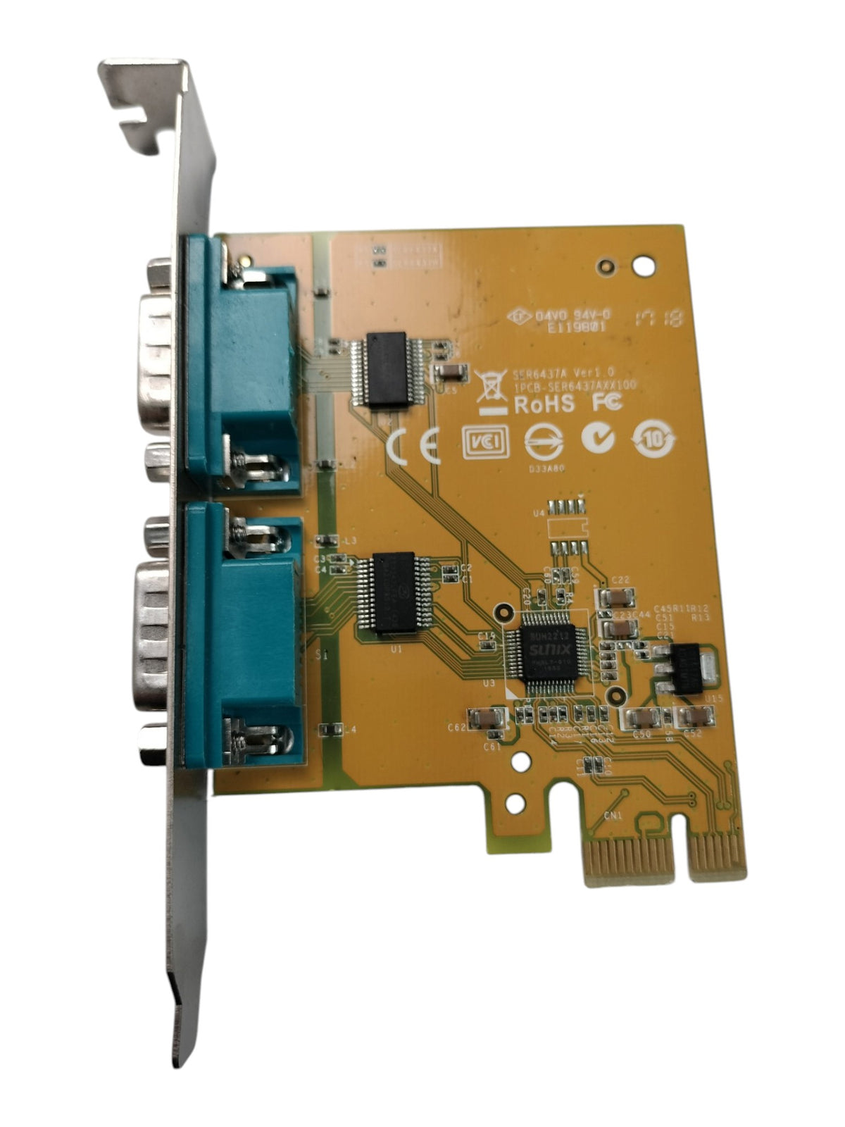 SUNIX SER5437A 2-Port RS-232 DB9 Serial PCI Express PCIe x1 Card 04011-00300100