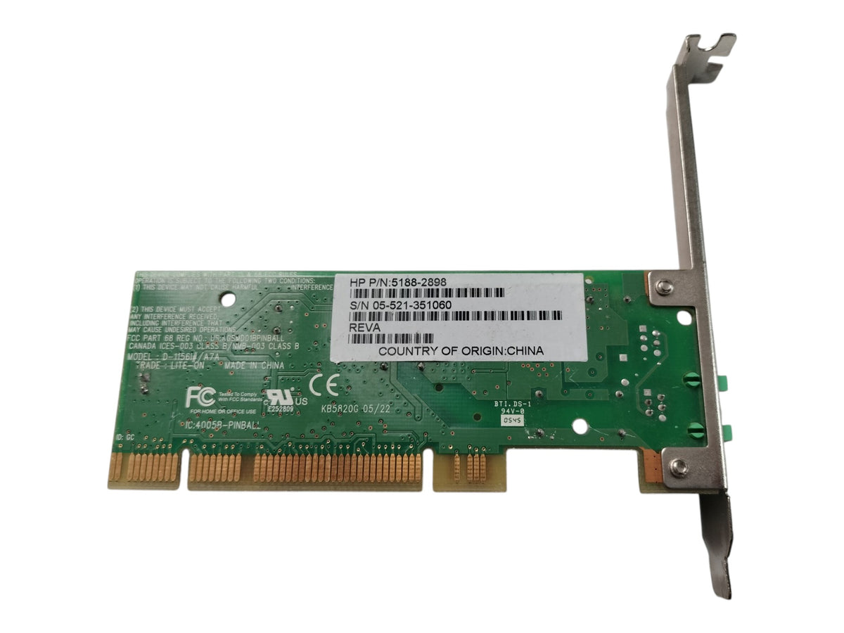 HP Agere Systems Pinball P40 56K V.92 PCI Fax Dial-Up Modem Card 5188-2898 RJ11