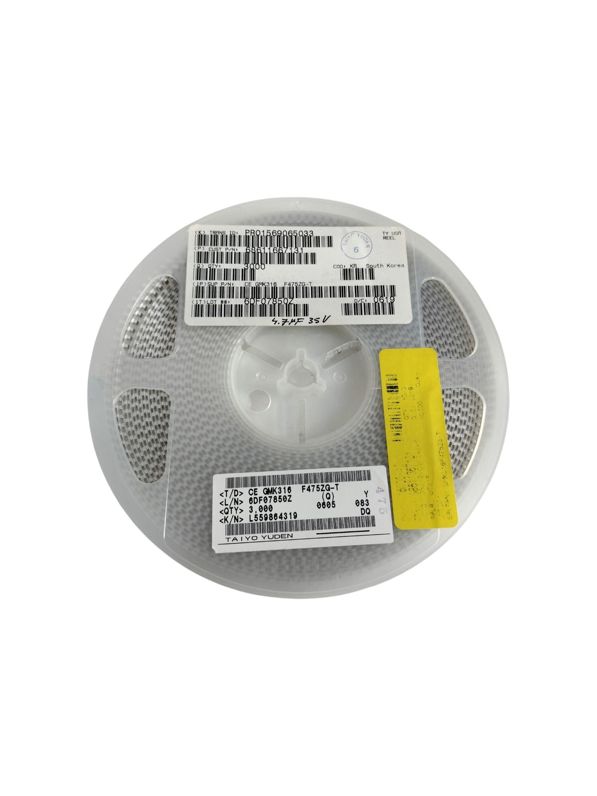 Reel of ~3000 Taiyo Yuden GMK316F475ZG-T 4.7uF 35V 1206 SMD Ceramic Capacitors