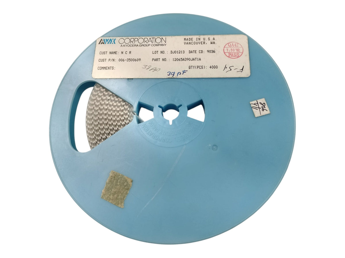 Partial Reel AVX 12065A390JAT1A 39pF 50V 5% C0G NP0 1206 SMD Ceramic Capacitors