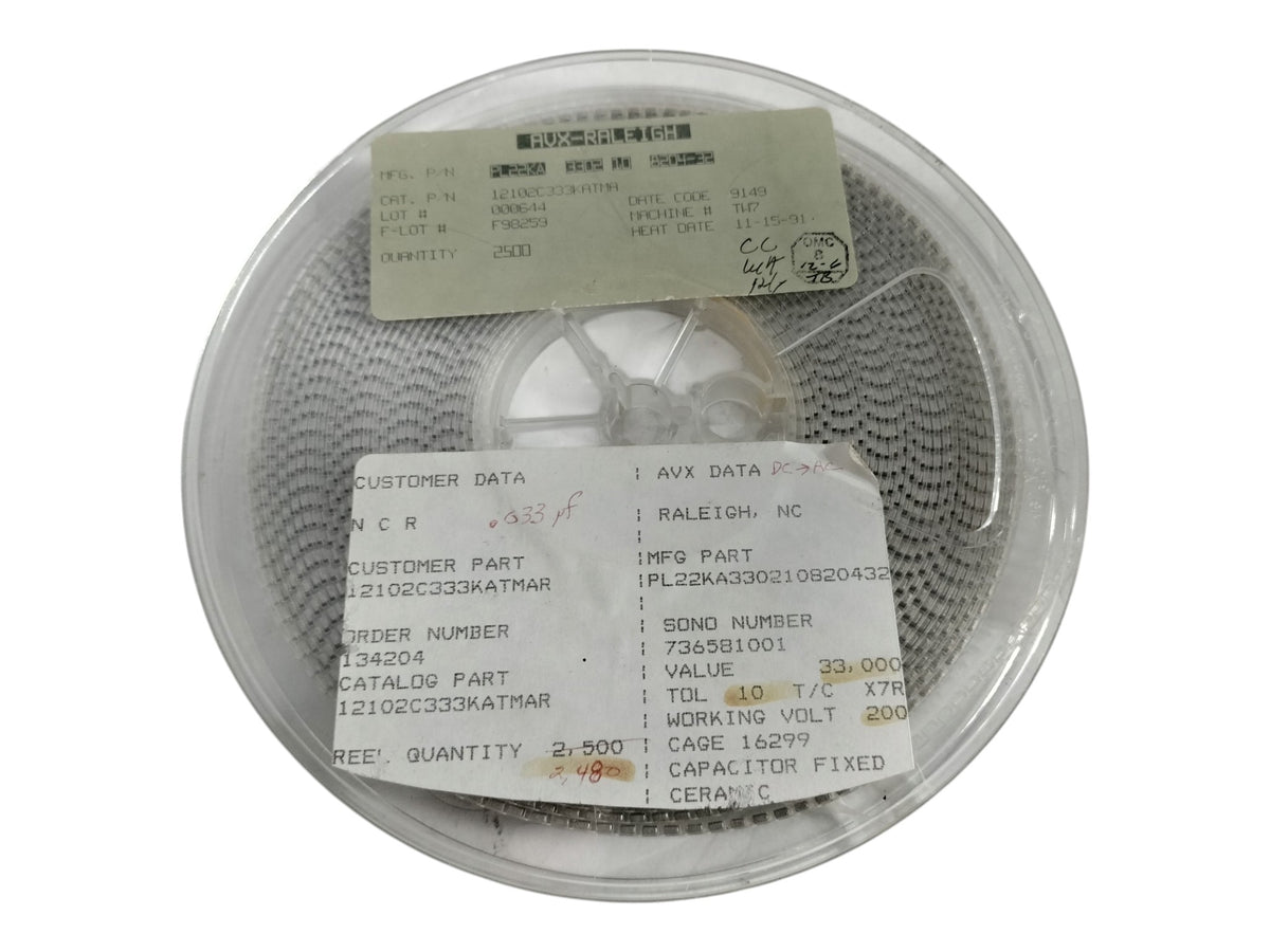 Partial Reel AVX 12102C333KATMA 0.033uF 33nF 200V 10% X7R 1210 SMD Cap USA