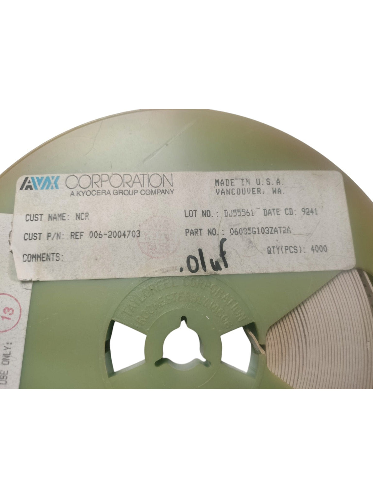 Partial Reel AVX 06035C103ZAT2A 0.01uF 10nF 50V X7R 0603 SMD Capacitors USA NOS