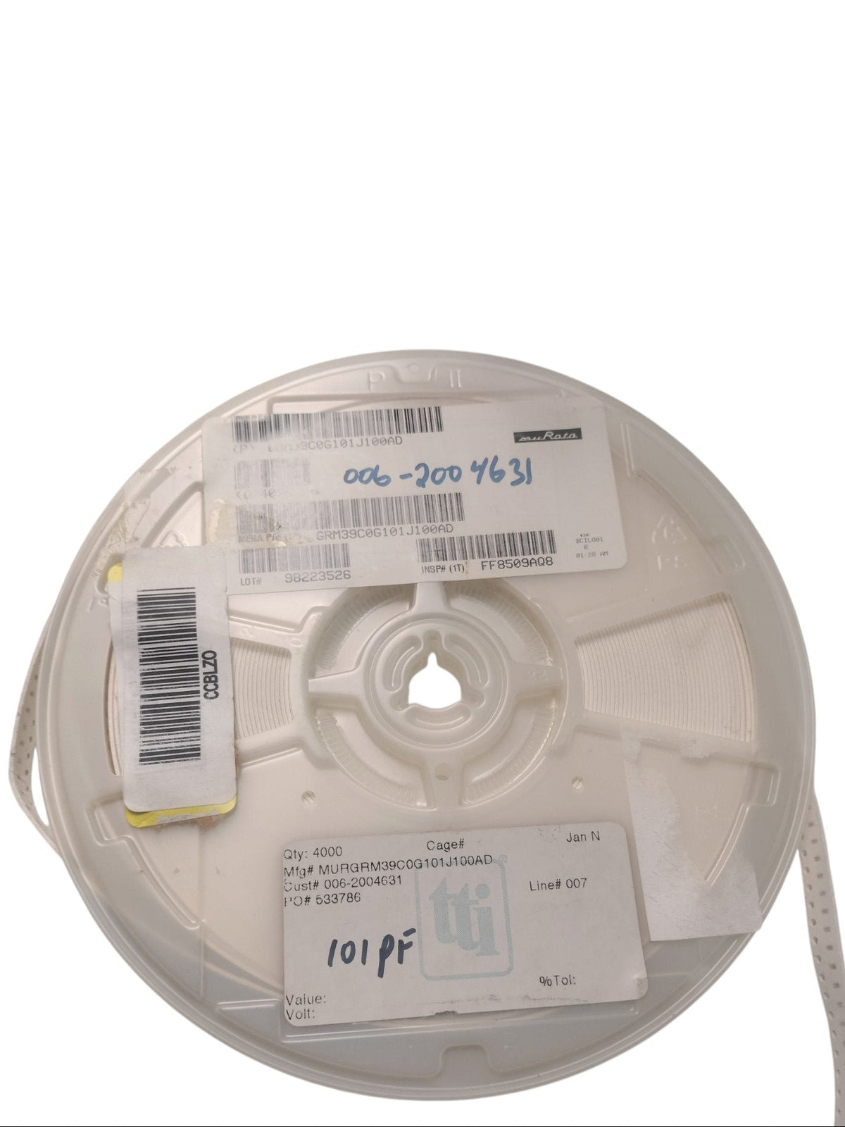 Partial Reel Murata GRM39C0G101J100AD 100pF 100V 5% C0G NP0 0603 SMD Capacitors