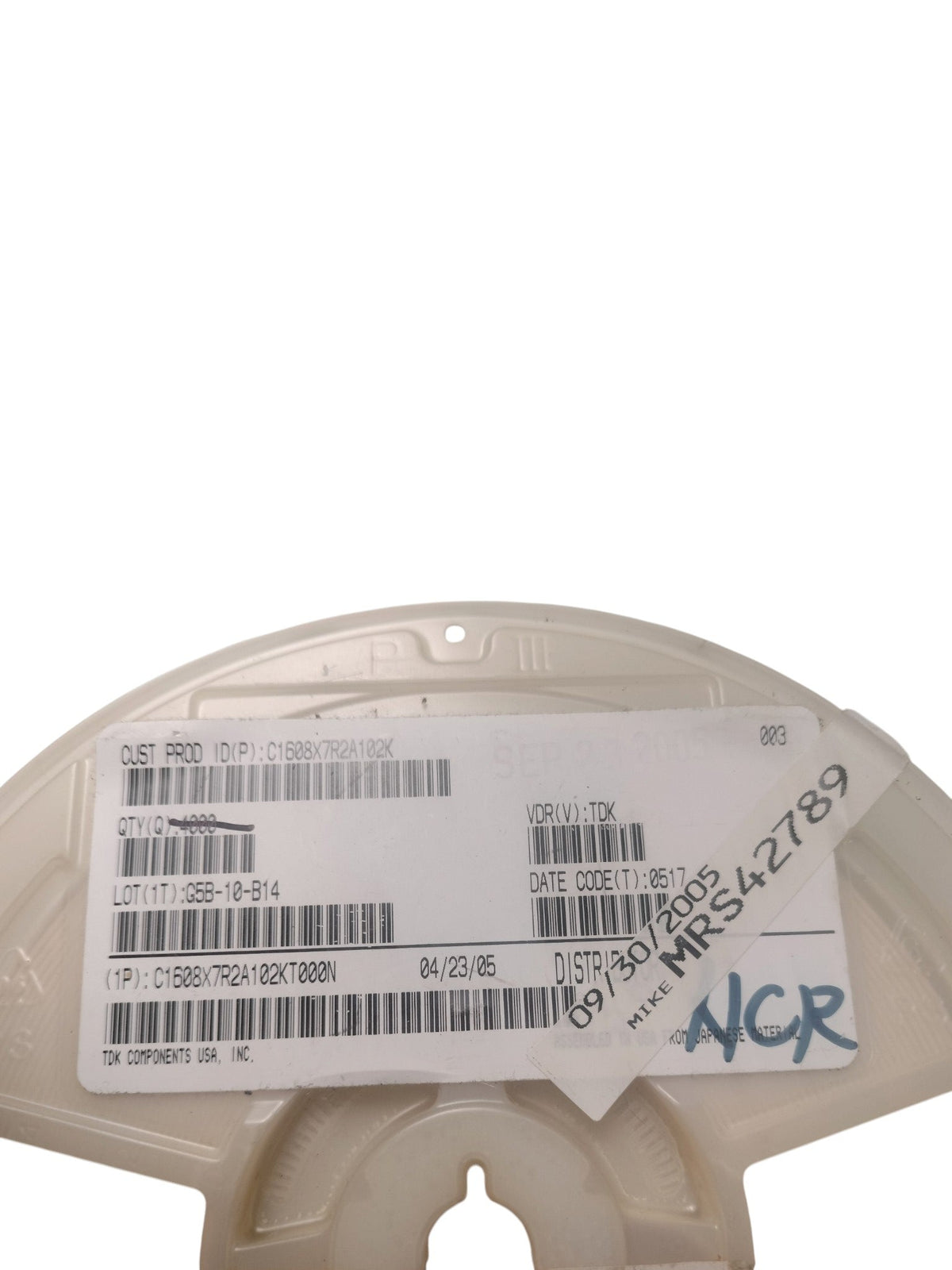 Partial Reel TDK C1608X7R2A102K 1000pF 1nF 100V 10% X7R 0603 SMD Capacitor Japan