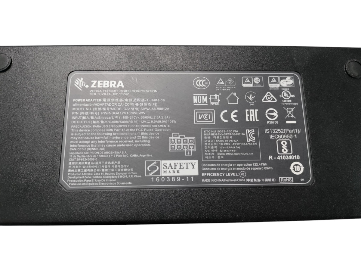 Title Genuine Zebra PWR-BGA12V108W0WW 12V 9A 108W Power Supply + CBL-DC-381A1-01 Cord