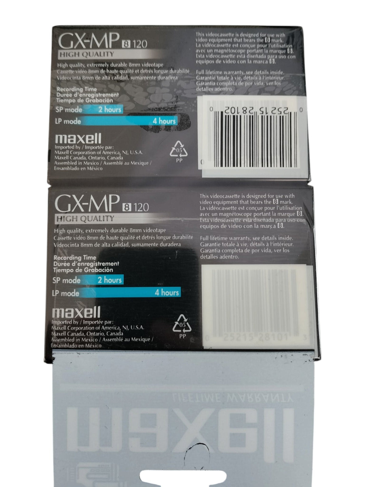 New Sealed 2-Pack Maxell GX-MP 120 8mm Camcorder Blank Video Cassette Tapes NOS