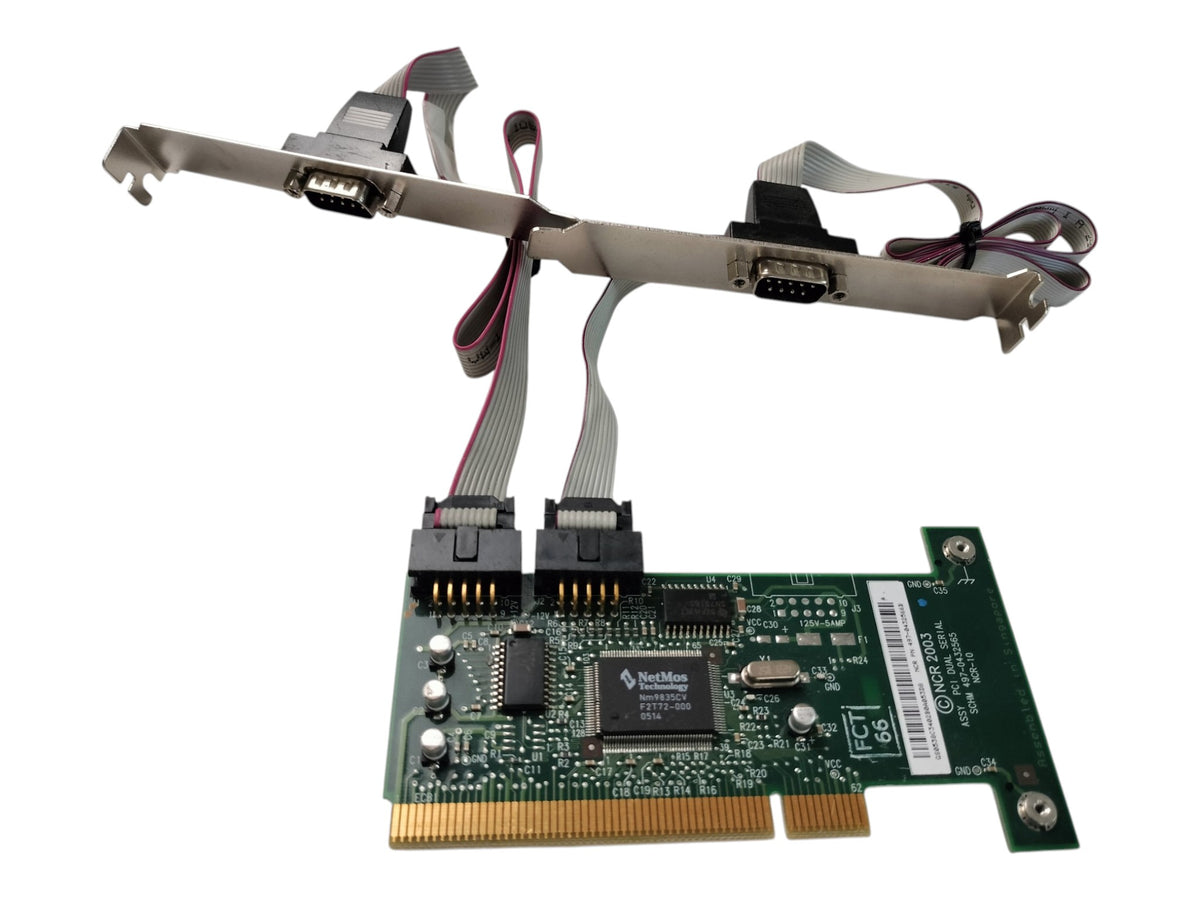 Genuine NCR 497-0432566 PCI Dual Serial RS-232 Card + 2x DB9 Brackets 4970432566