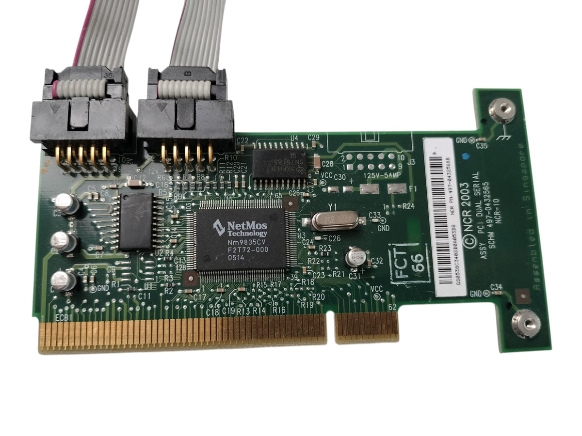 Genuine NCR 497-0432566 PCI Dual Serial RS-232 Card + 2x DB9 Brackets 4970432566