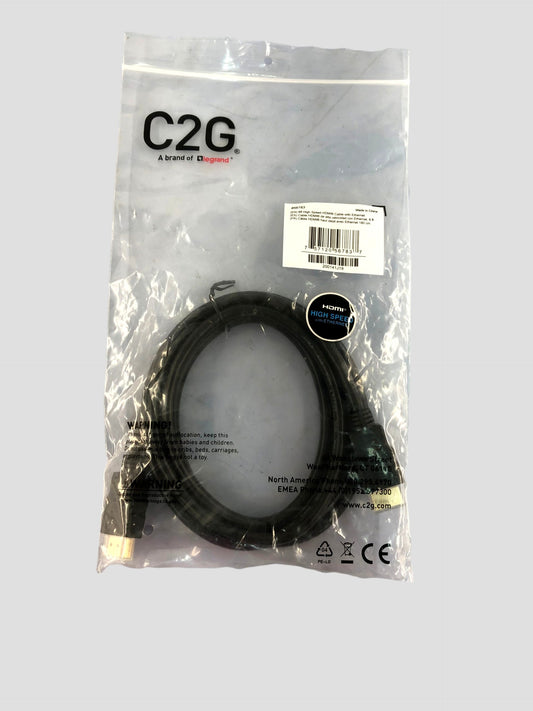 NEW C2G 56783 High Speed HDMI Cable with Ethernet - 4K 60Hz HDMI 2.0 Gold Plated, Black, 6ft (1.8m)