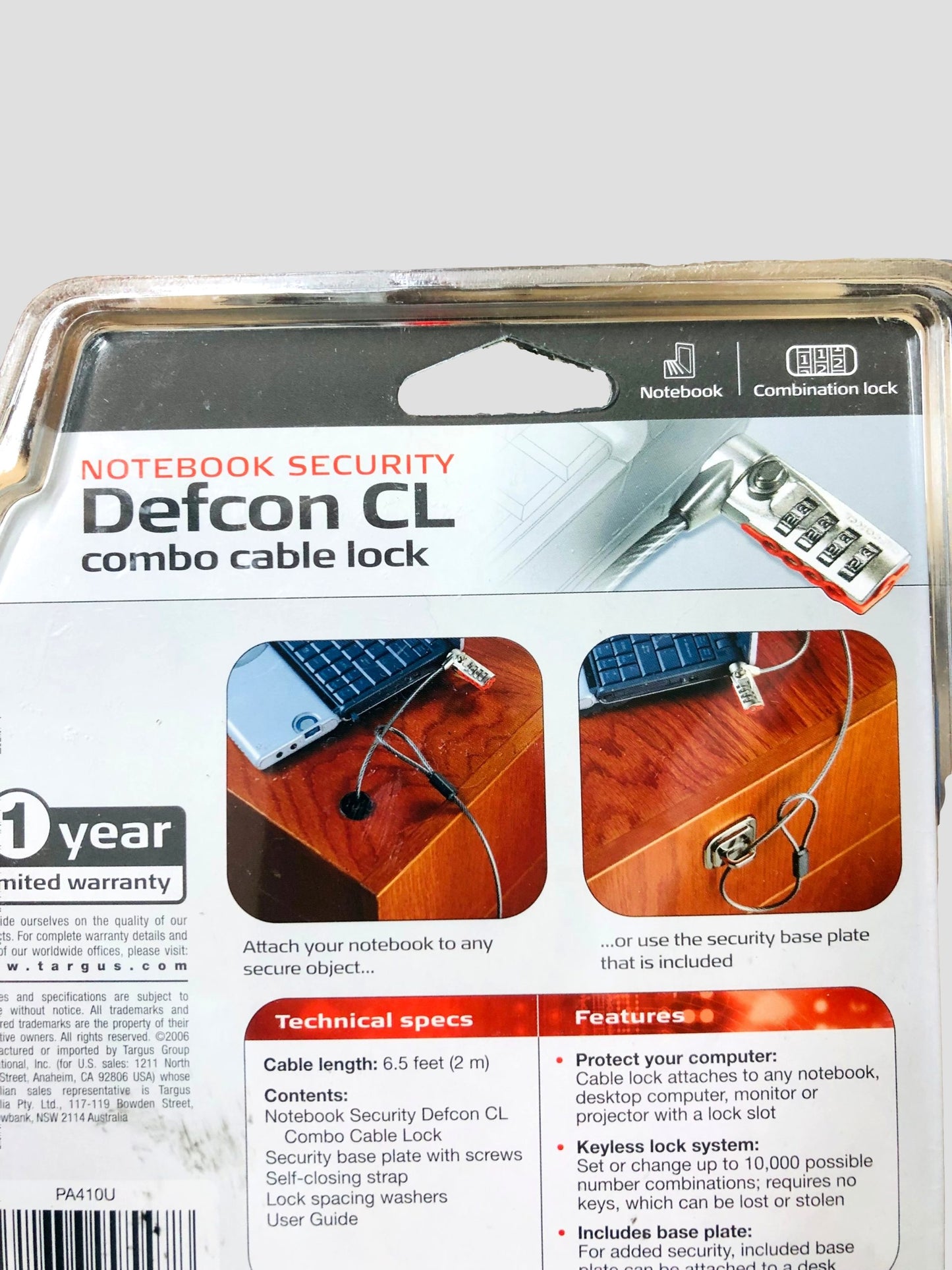 NEW Targus T-Lock Resettable Combo Cable Lock PA410U