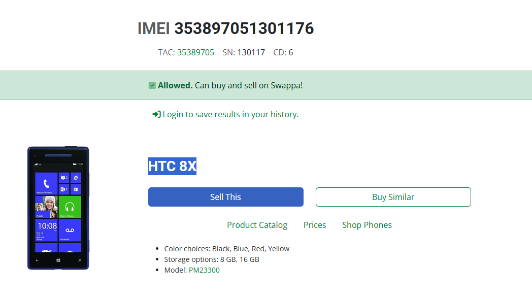 HTC 8X 16GB PM23300 Windows Cell Phone
