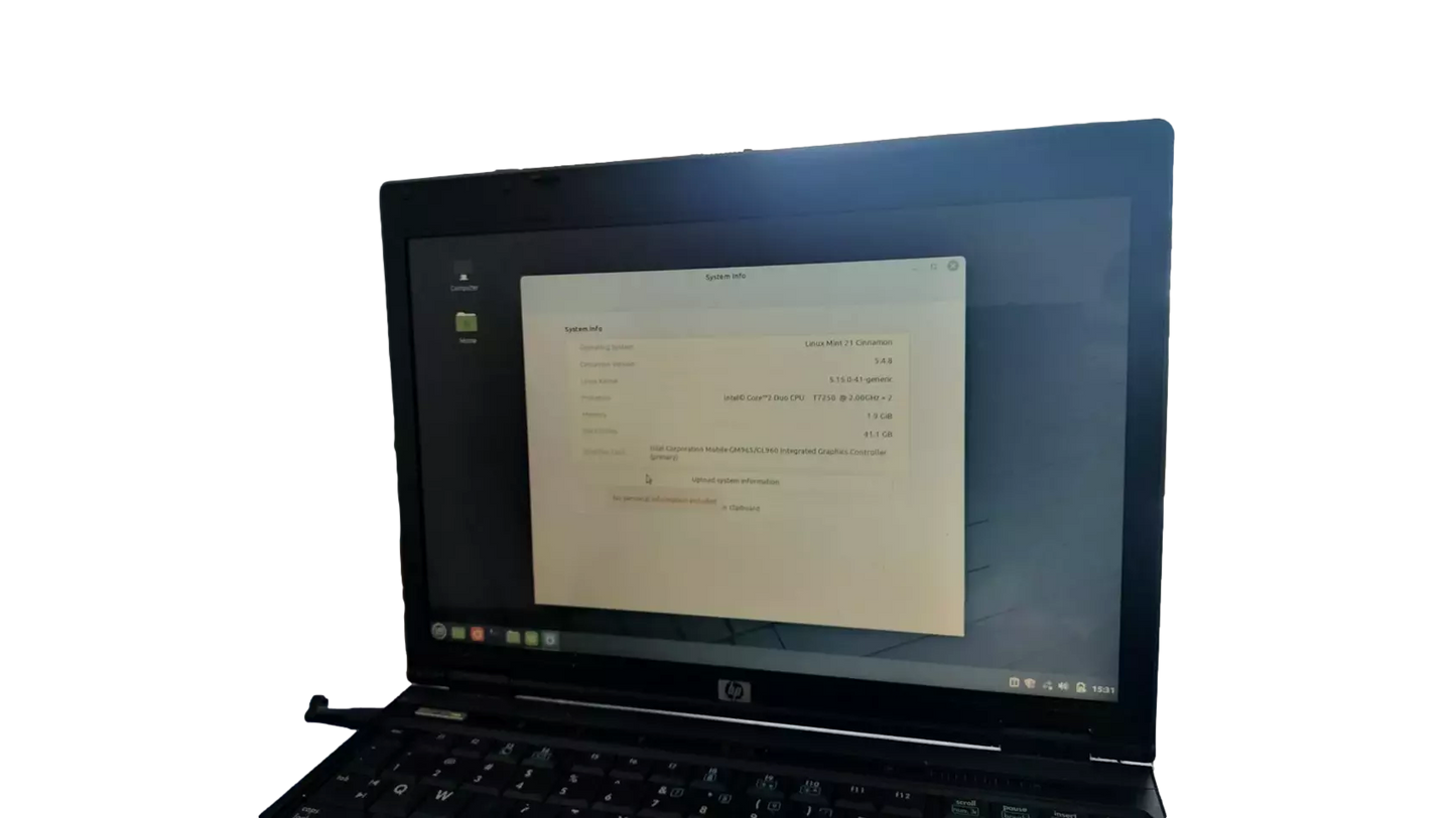 HP 6510b Laptop Core 2 Duo 2.00GHz 2GB RAM 40GB SSD Linux Mint Wifi