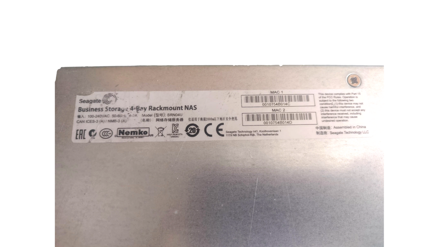 Seagate Business Storage NAS 4-Bay Rackmount SRN04U