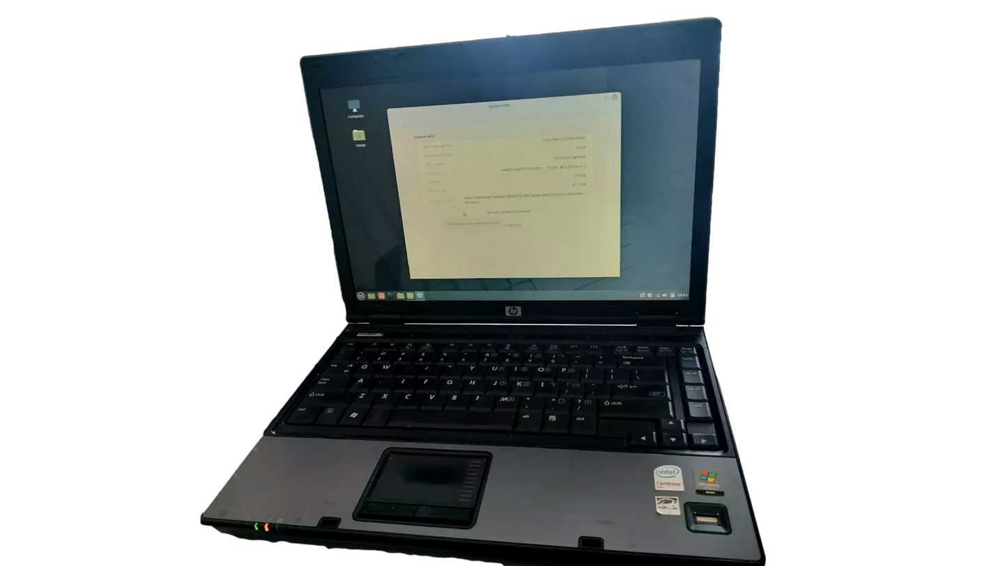 HP 6510b Laptop Core 2 Duo 2.00GHz 2GB RAM 40GB SSD Linux Mint Wifi