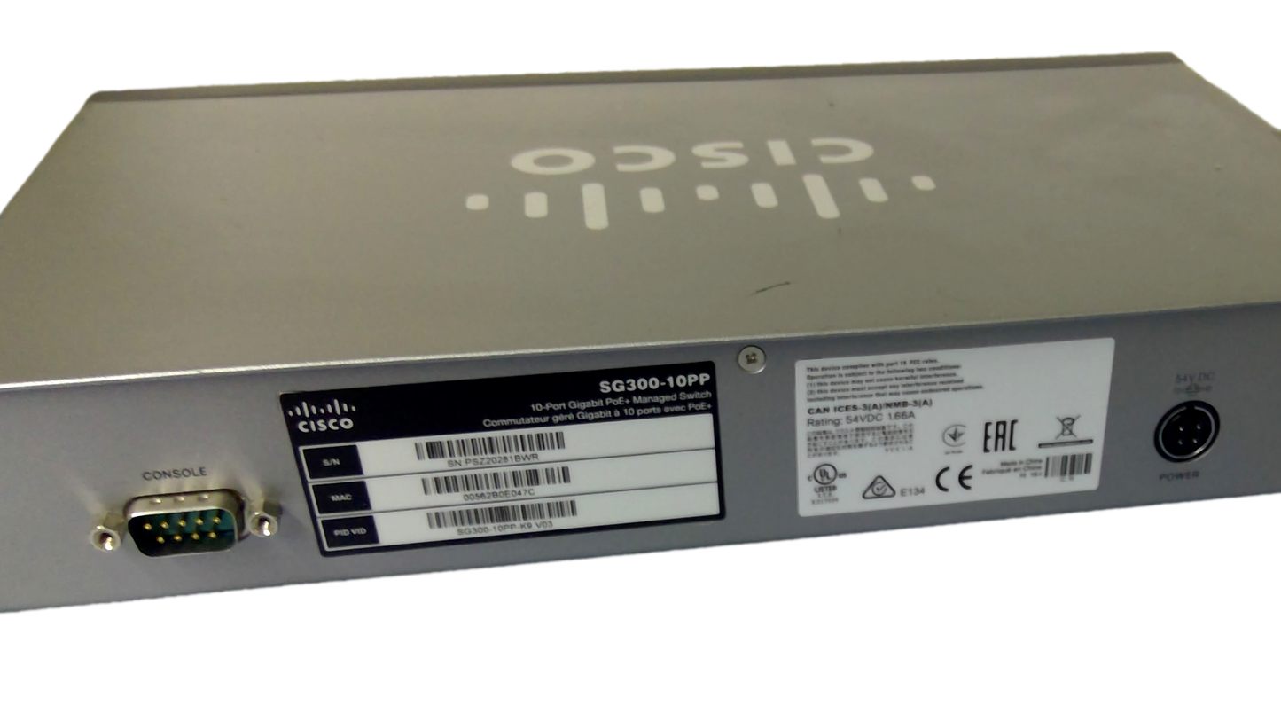 Cisco SG300-10PP 10PORT GIGABIT PoE+MANAGED SWITCH (W-POWER SUPPLY)