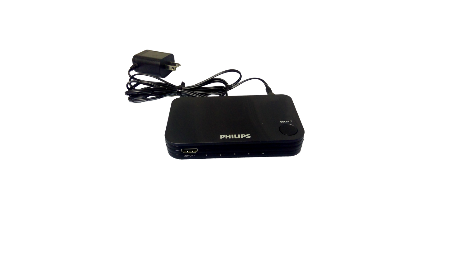 Philips SWV9484B/27 4K UHD 4-Port HDMI 2.0 Switch Box W Power Supply