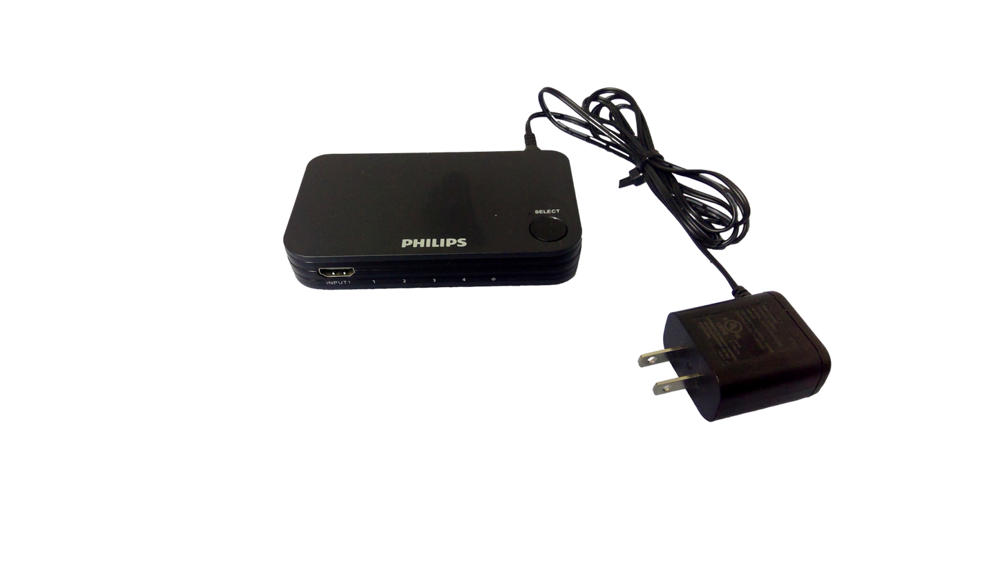Philips SWV9484B/27 4K UHD 4-Port HDMI 2.0 Switch Box W Power Supply