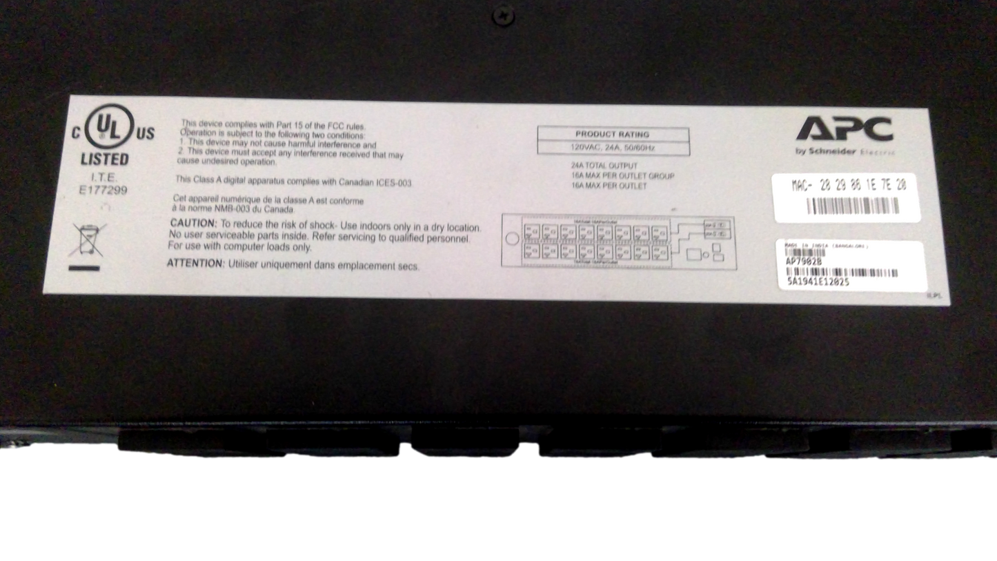 APC AP7802B Switched Rack PDU Power Distribution Unit 120V 24A 16x